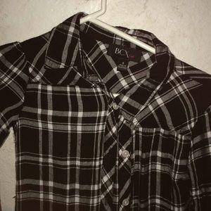 Long plaid dress button up